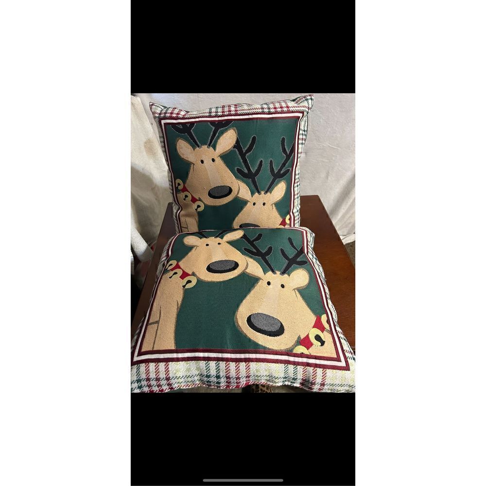Set of 2 holiday reindeer decorative pillows